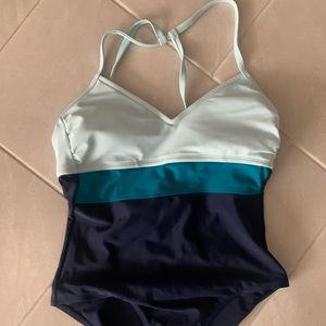 Blue ombré one piece bathing suit